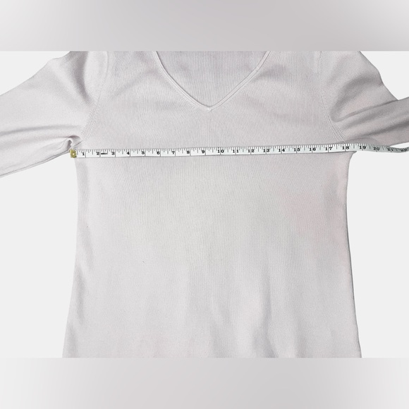 Talbots Pink Scallop Hem V-Neck Sweater Size L Cotton Blend - Picture 6 of 11